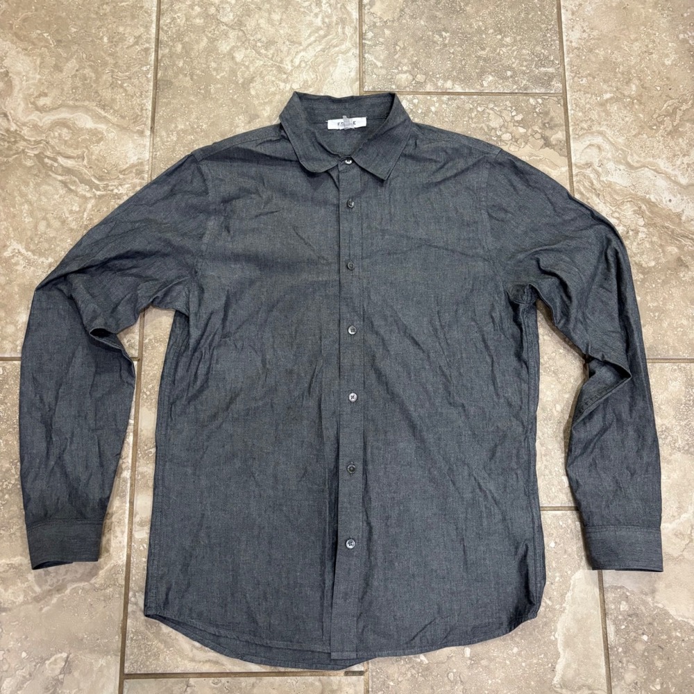 FRAME Mens Slim Fit Denim Shirt Charcoal‎ Gray Long Sleeve Button Down Size M